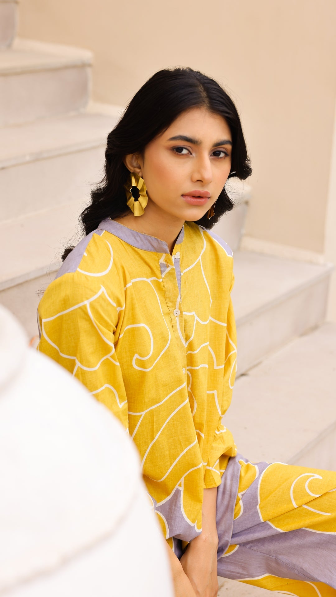 Yellow & Lilac Abstract Co-ord Set