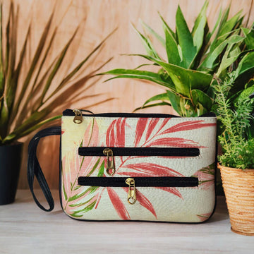 Palm Leaf Zipper Clutch