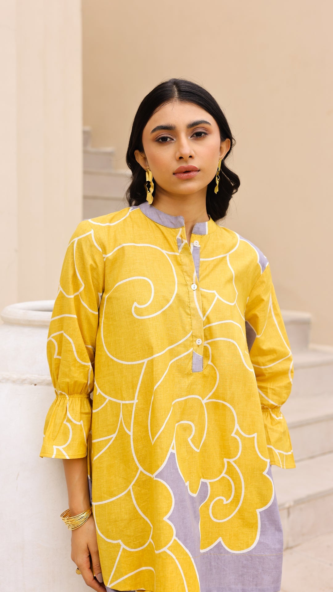 Yellow & Lilac Abstract Co-ord Set