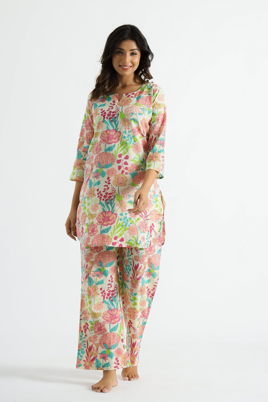 Floral Garden Cotton Co-ord Set - Top & Trousers | Co-Ord Set | Shop stylish women's clothing online at Label Flavia |
