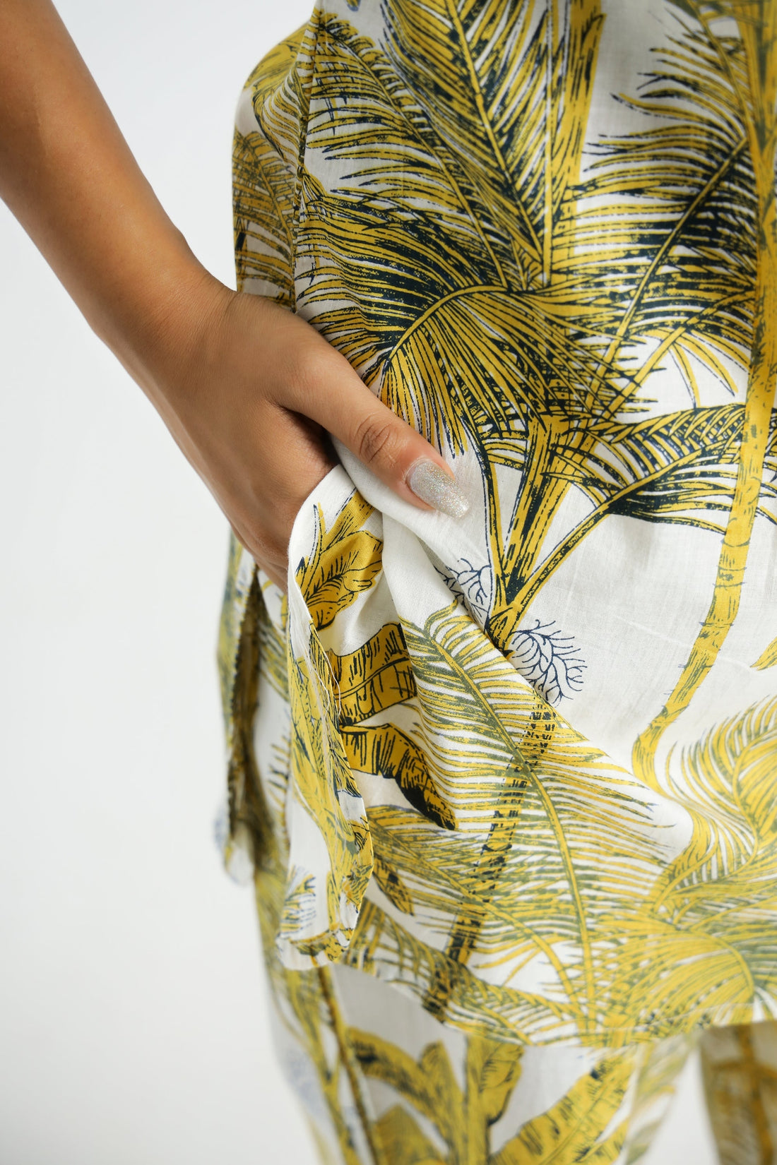 Yellow Palm Tree Printed Cotton Co-ord Set - Tropical Style | Co-Ord Set | Shop stylish women's clothing online at Label Flavia |