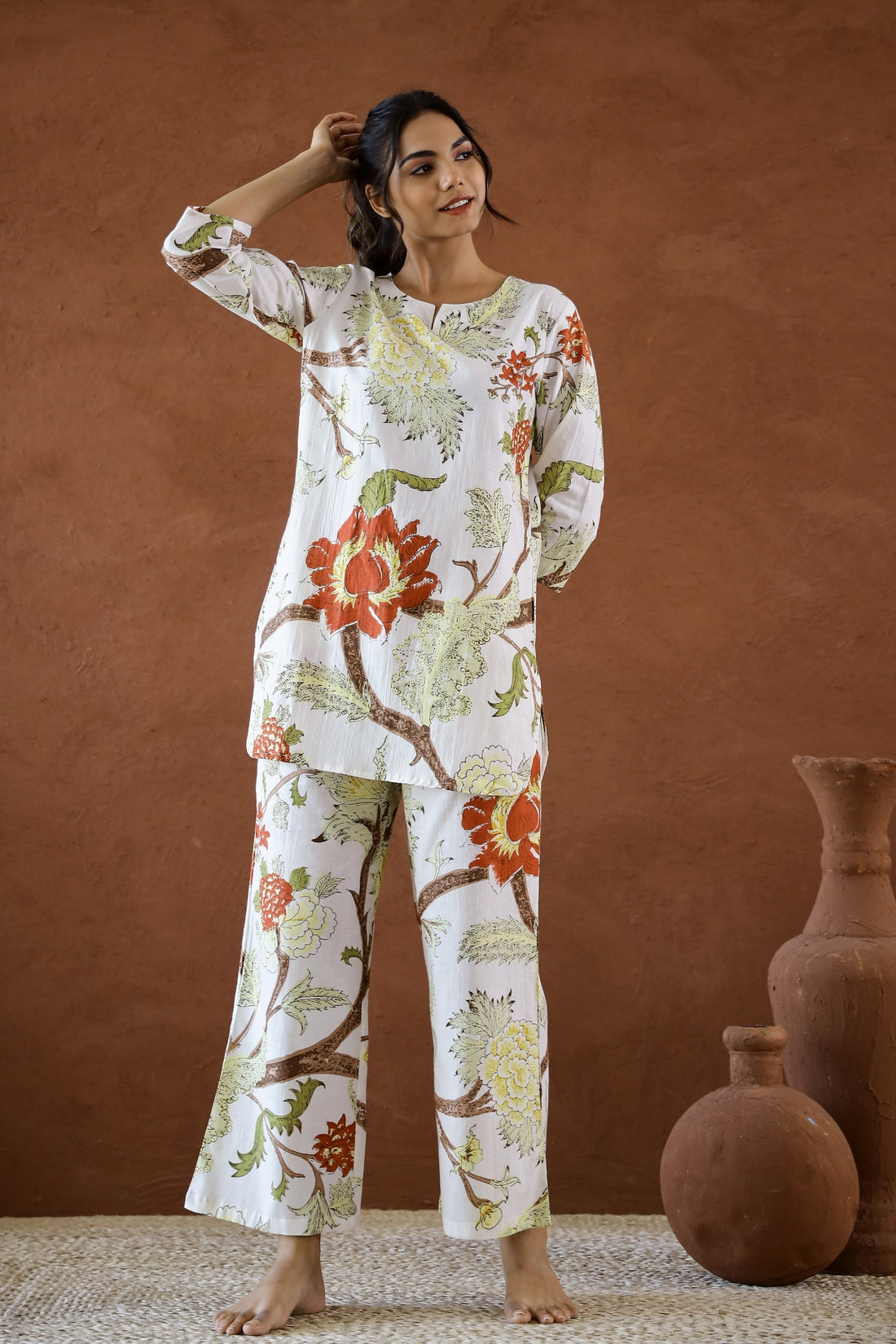 White Botanic Cotton Coord Set | Co-Ord Set | Shop stylish women's clothing online at Label Flavia |
