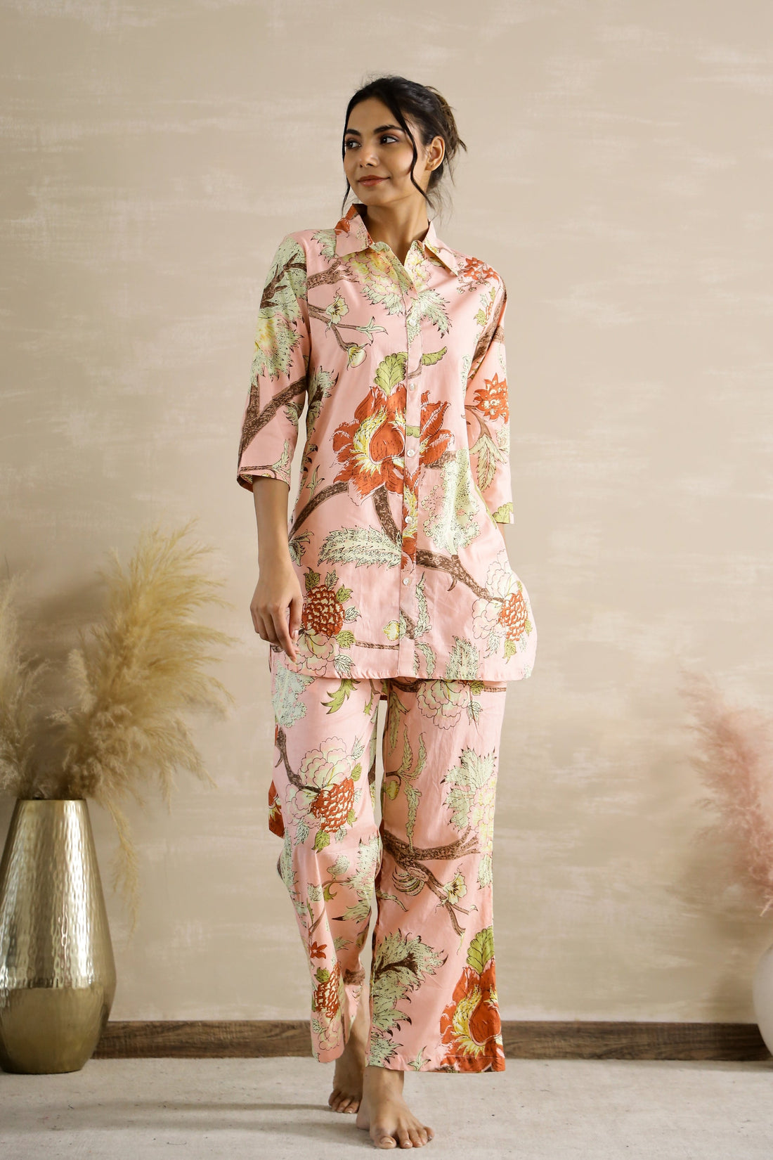 Pastel Pink Floral Cotton Coord Set | Co-Ord Set | Shop stylish women's clothing online at Label Flavia |