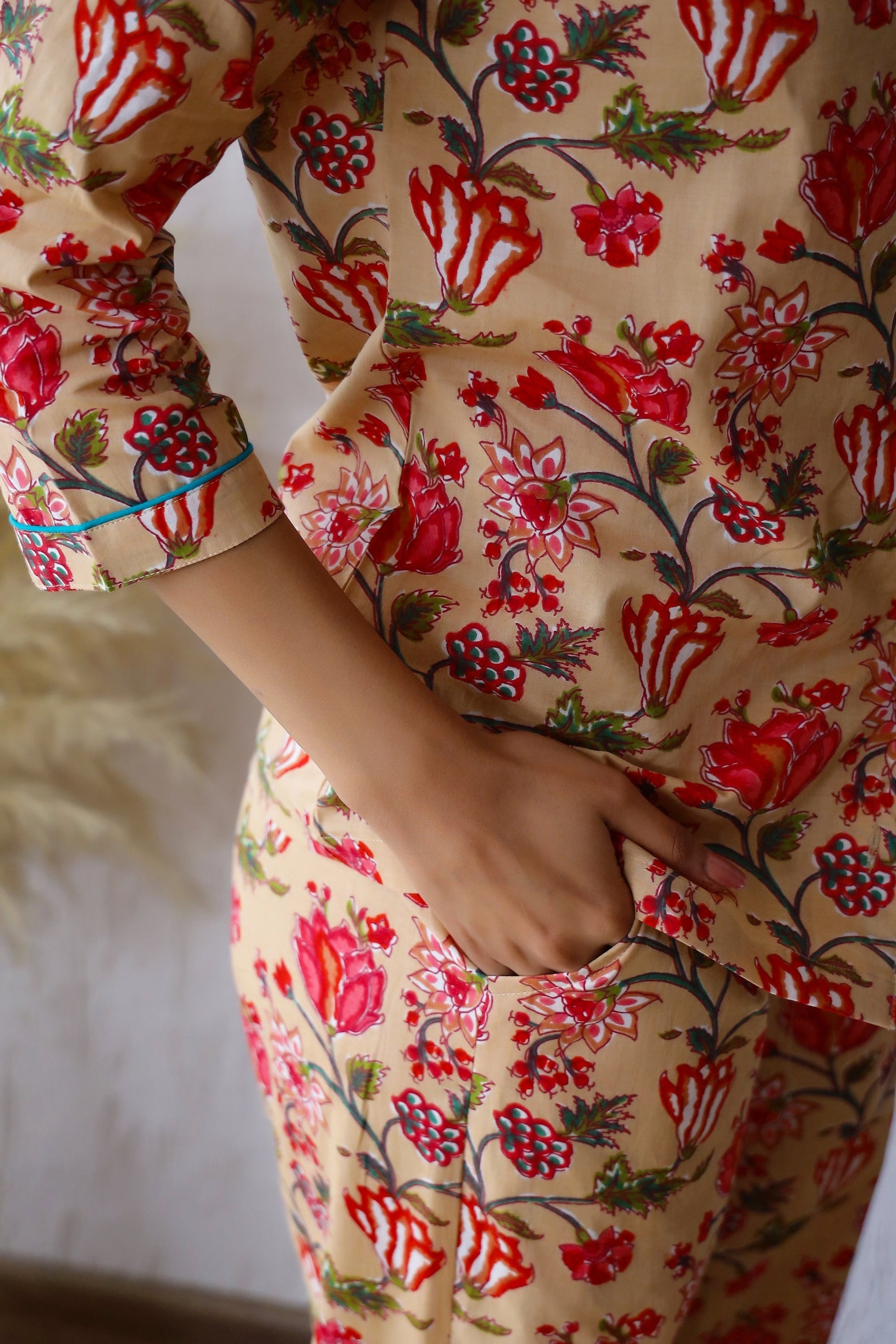 Floral Printed Cotton Night Suit | Co-Ord Set | Shop stylish women's clothing online at Label Flavia |