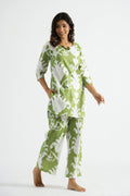 Green Ikat Cotton Co-ord Set - Top & Trousers | Co-Ord Set | Shop stylish women's clothing online at Label Flavia |