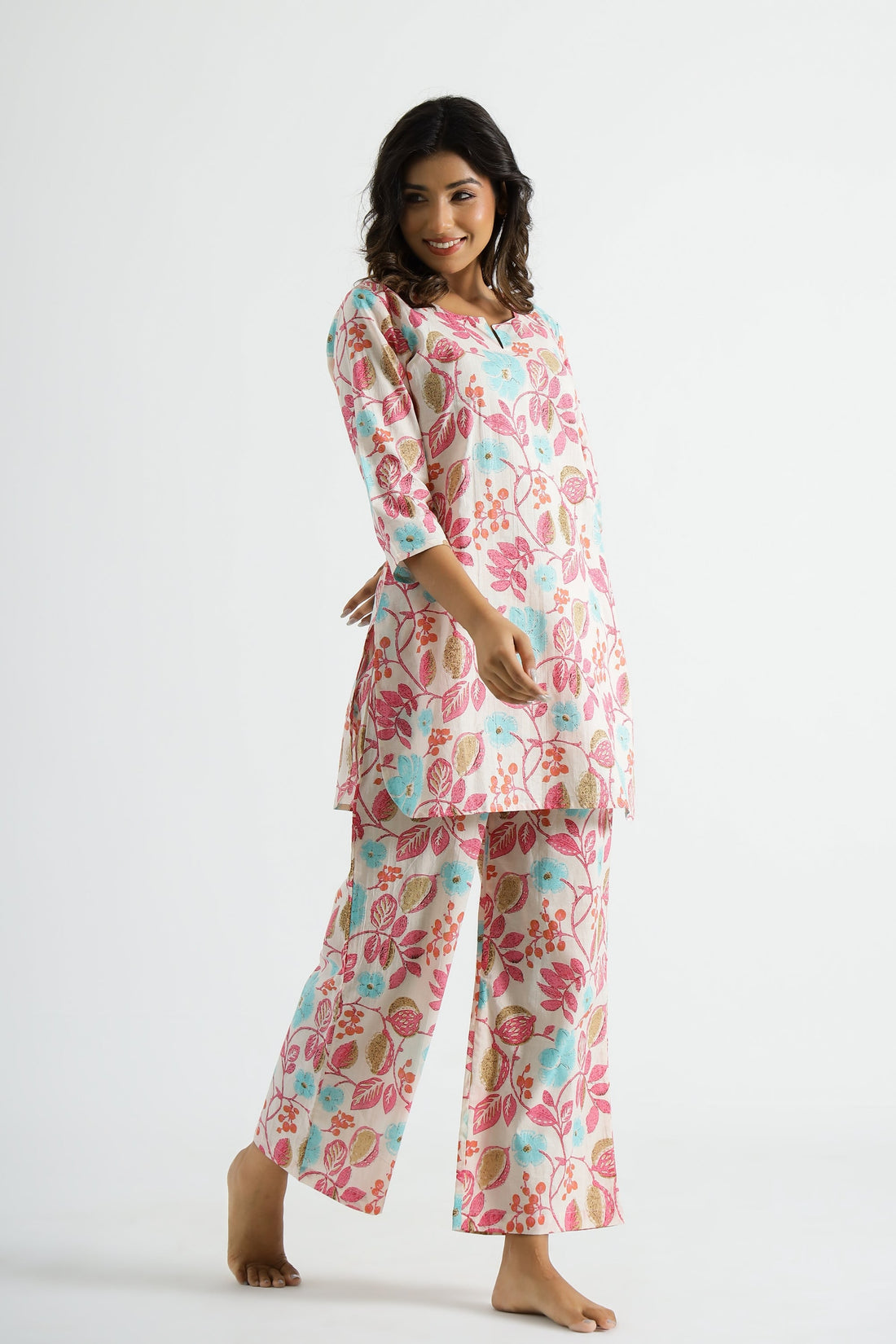 Pastel Floral Cotton Co-ord Set - Top & Trousers | Co-Ord Set | Shop stylish women's clothing online at Label Flavia |