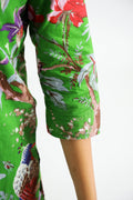 Parrot Green Chirping Birds Collared Cotton Lounge Co-Ord Set with 3 button | Co-Ord Set | Shop stylish women's clothing online at Label Flavia |