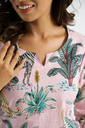 Pink Jungle Cotton Co-ord Set - Top & Trousers | Co-Ord Set | Shop stylish women's clothing online at Label Flavia |