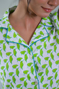 Green Leaf Printed Cotton Night Suit | Co-Ord Set | Shop stylish women's clothing online at Label Flavia |