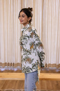 Women's Green Safari Print Shirt - Wild & Elegant | Women's Shirt | Shop stylish women's clothing online at Label Flavia |