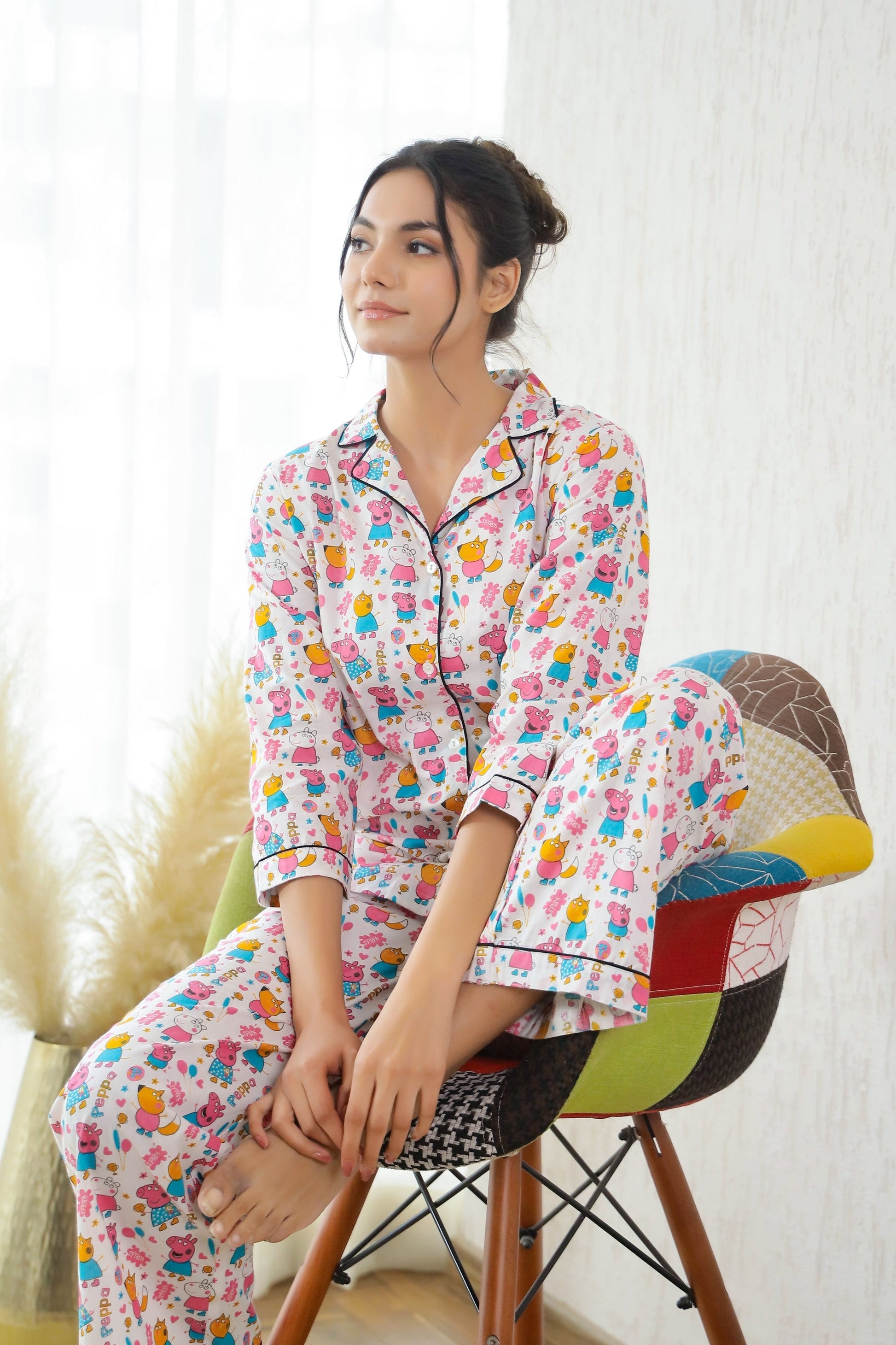 Peppa Pig Printed Cotton Night Suit | Co-Ord Set | Shop stylish women's clothing online at Label Flavia |