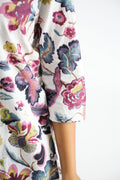 Purple White Floral Collared Cotton Lounge Co-Ord Set with 7 button | Co-Ord Set | Shop stylish women's clothing online at Label Flavia |