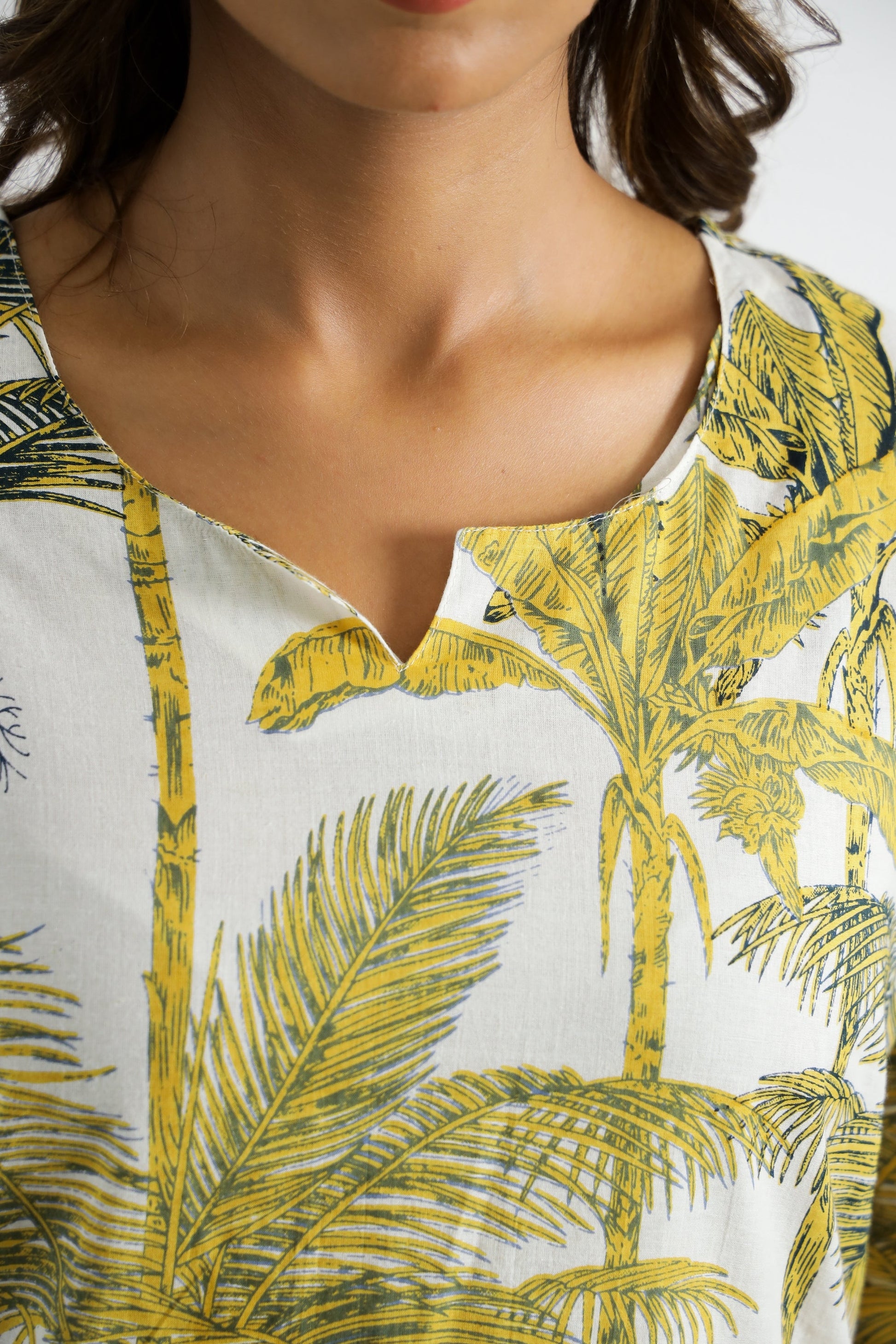 Yellow Palm Tree Printed Cotton Co-ord Set - Tropical Style | Co-Ord Set | Shop stylish women's clothing online at Label Flavia |