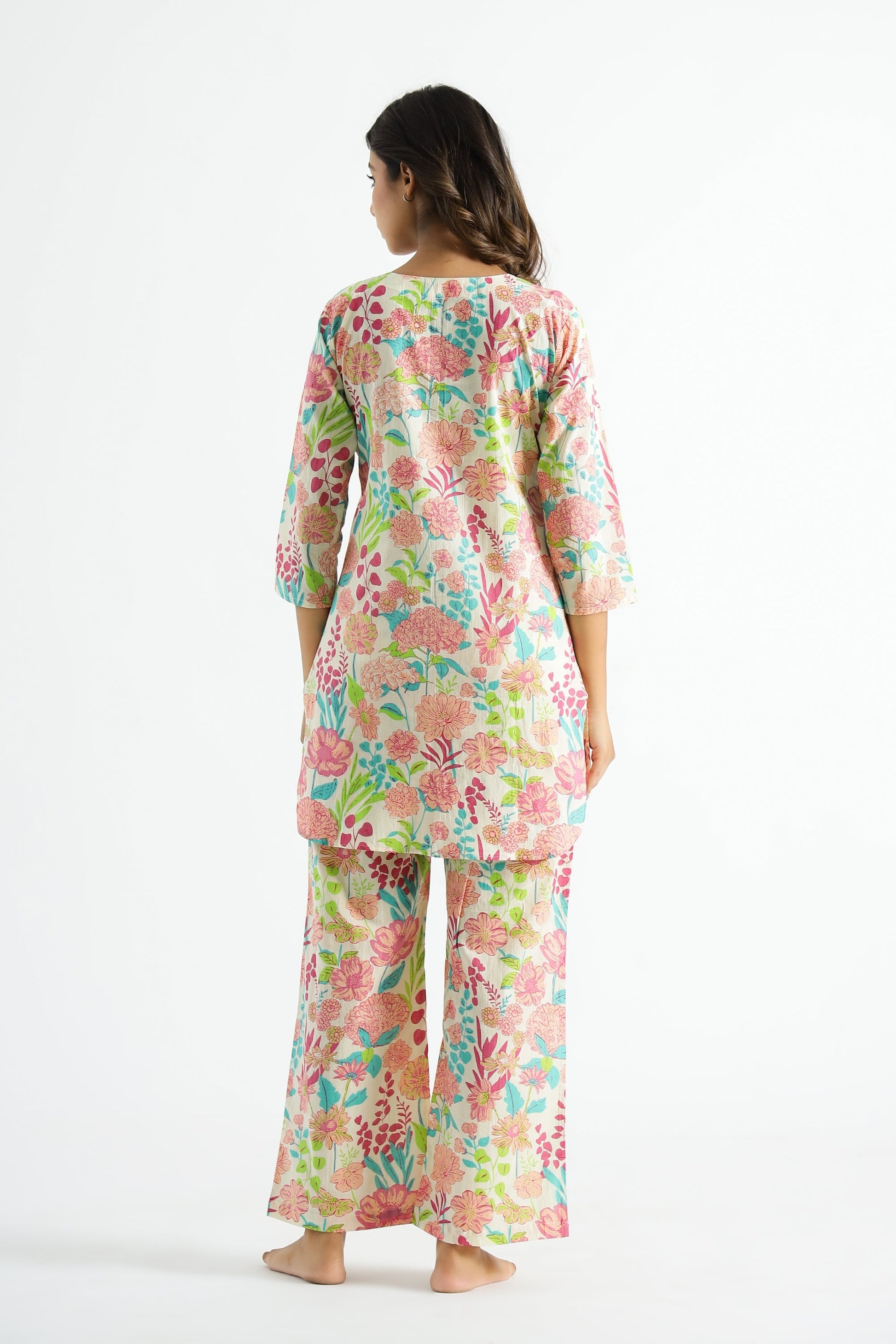 Floral Garden Cotton Co-ord Set - Top & Trousers | Co-Ord Set | Shop stylish women's clothing online at Label Flavia |