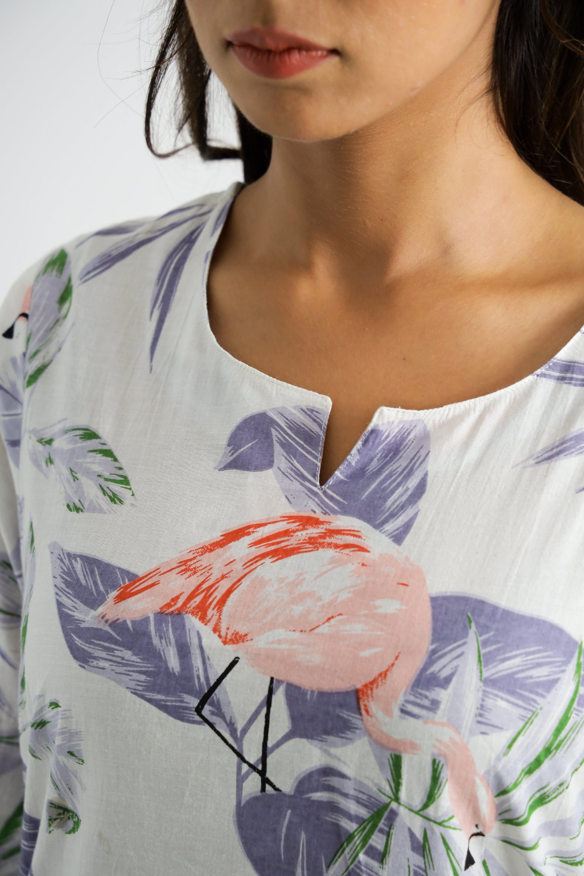 Lavender Flamingo Organic Printed Pure Cotton Loungewear Set | Co-Ord Set | Shop stylish women's clothing online at Label Flavia |
