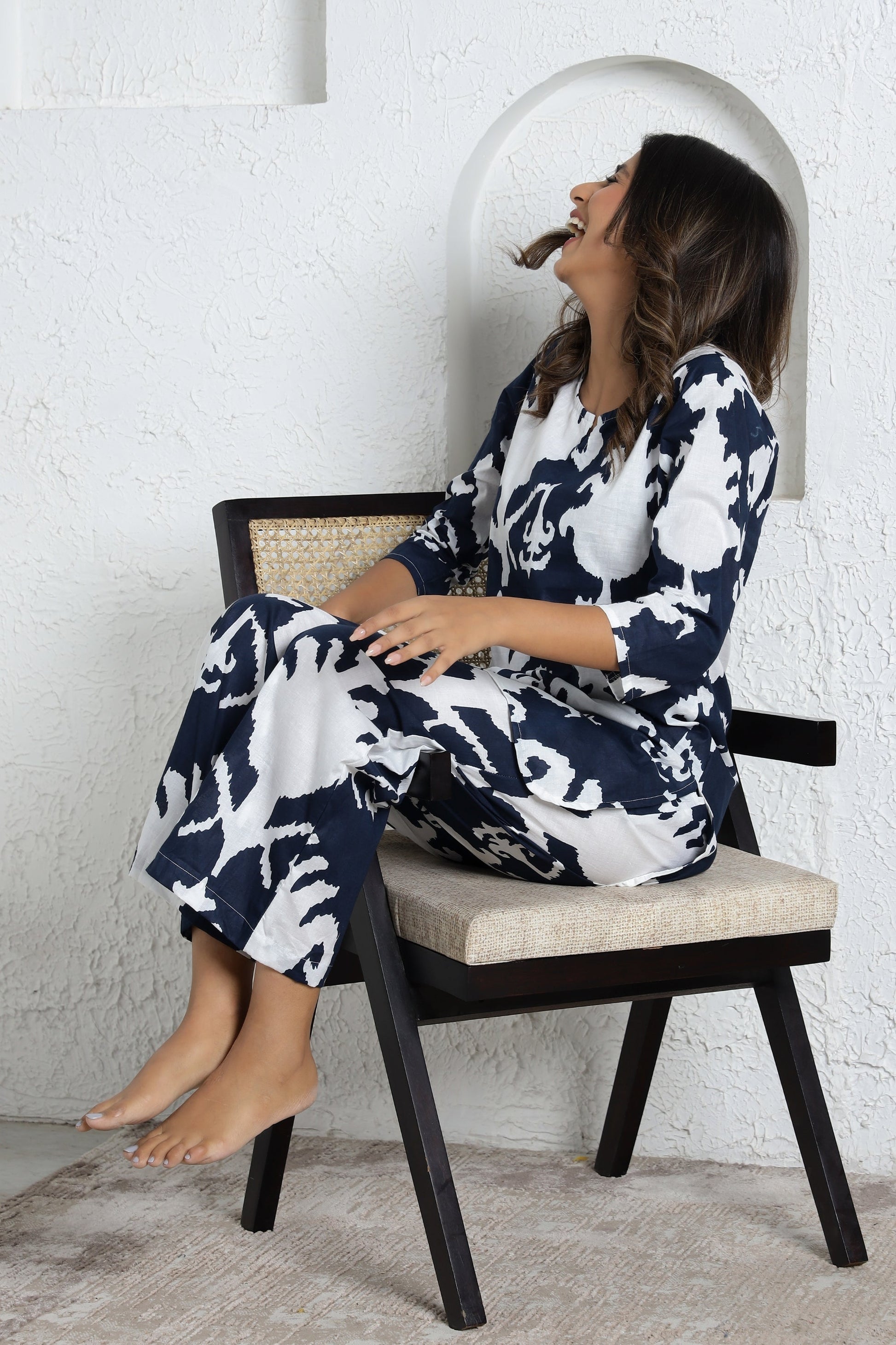 Trendy Blue & White Print Cotton Dream Co-Ord Set – Perfect for Any Occasion | Co-Ord Set | Shop stylish women's clothing online at Label Flavia |