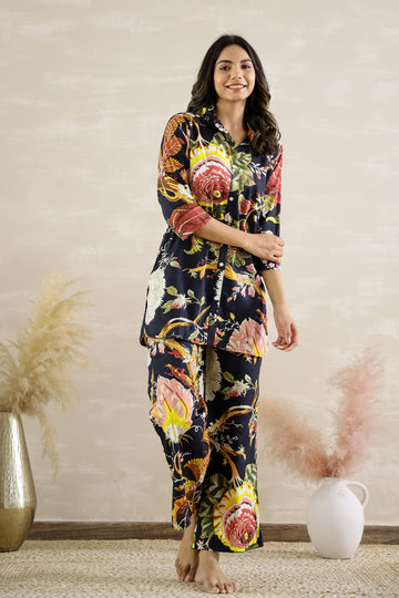 Black Floral Party Cotton Coord Set | Co-Ord Set | Shop stylish women's clothing online at Label Flavia |