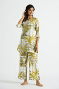 Yellow Palm Tree Printed Cotton Co-ord Set - Tropical Style | Co-Ord Set | Shop stylish women's clothing online at Label Flavia |