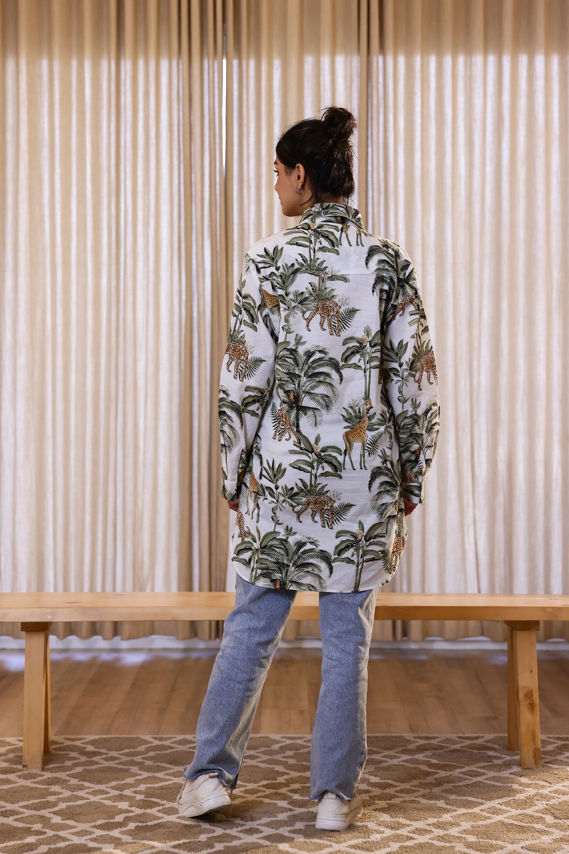 Women's Green Safari Print Shirt - Wild & Elegant | Women's Shirt | Shop stylish women's clothing online at Label Flavia |
