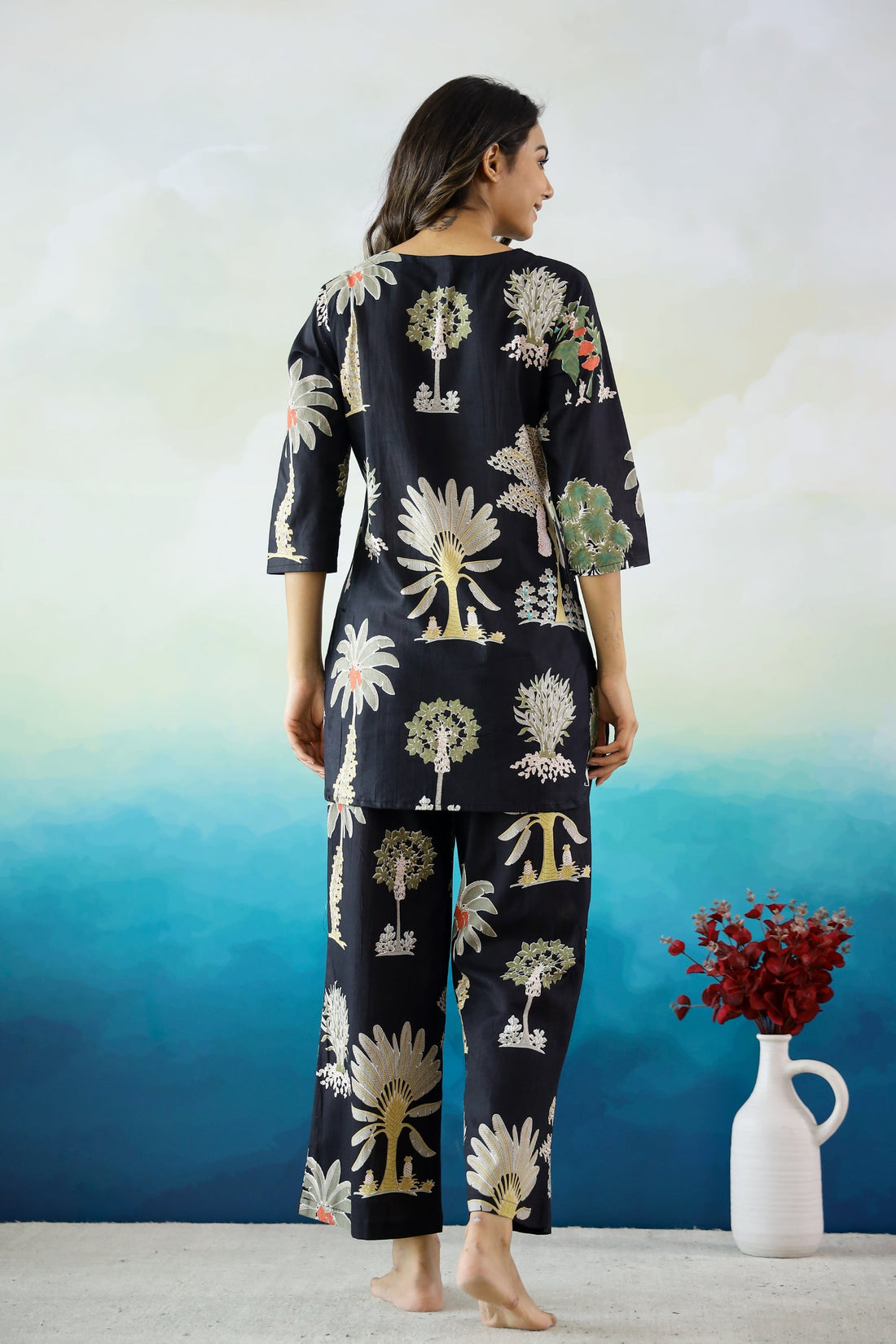 Black Palm Coord set | Co-Ord Set | Shop stylish women's clothing online at Label Flavia |