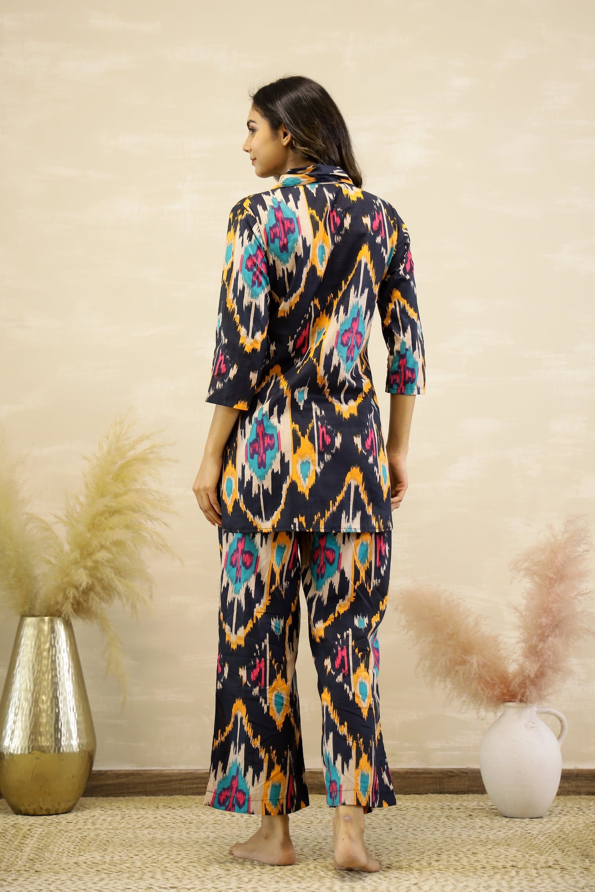 Black Ikhat Multicolor Coord set | Co-Ord Set | Shop stylish women's clothing online at Label Flavia |