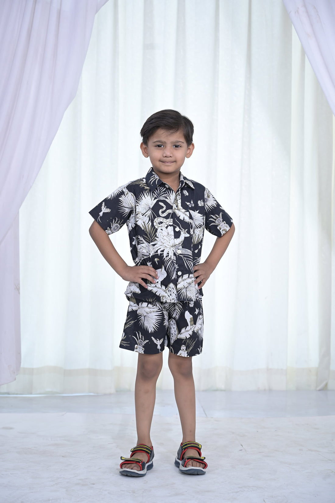Boys' Black Tropical Coord Set