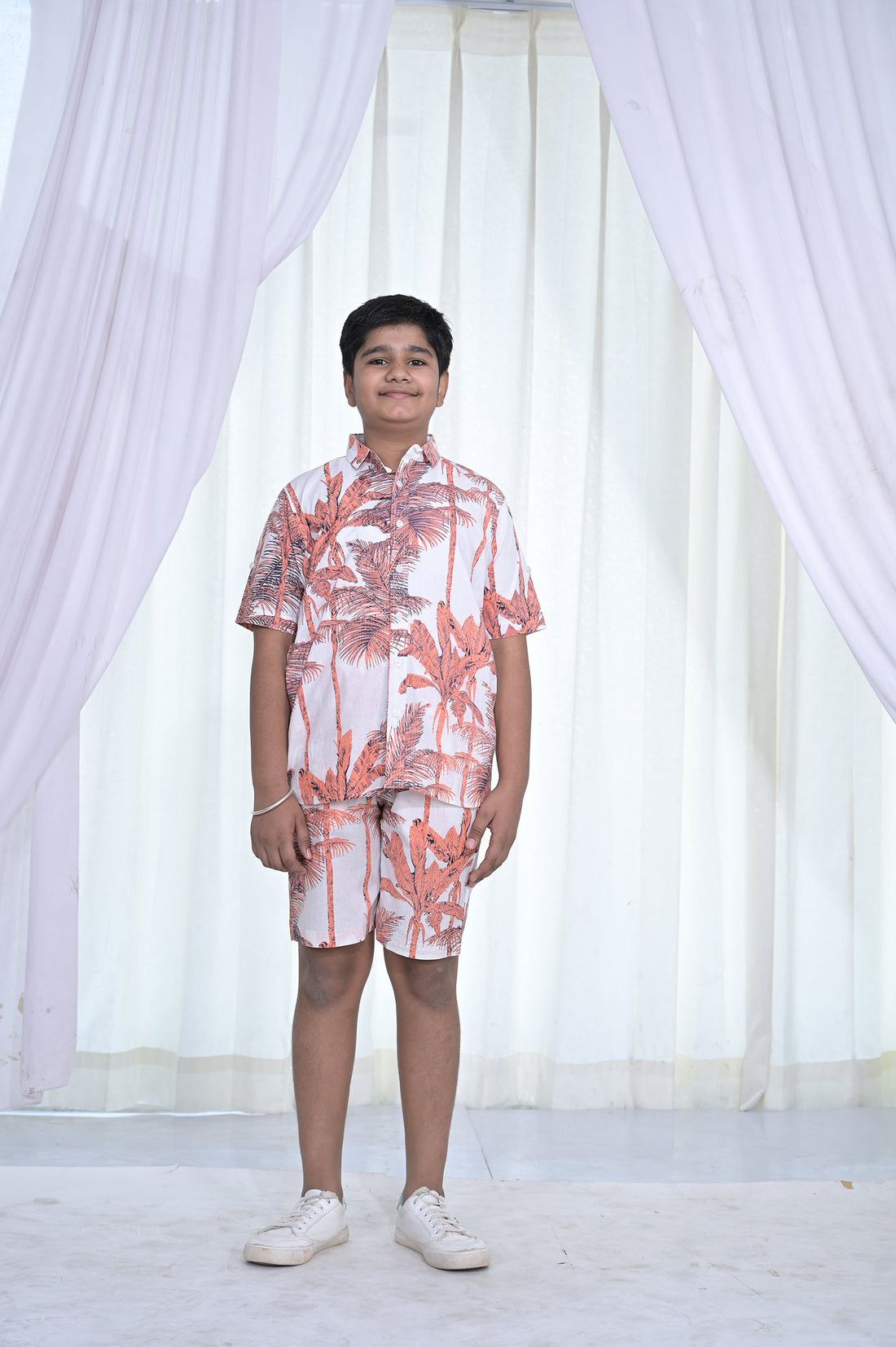 Boys' White & Orange Palm Tree Coord Set