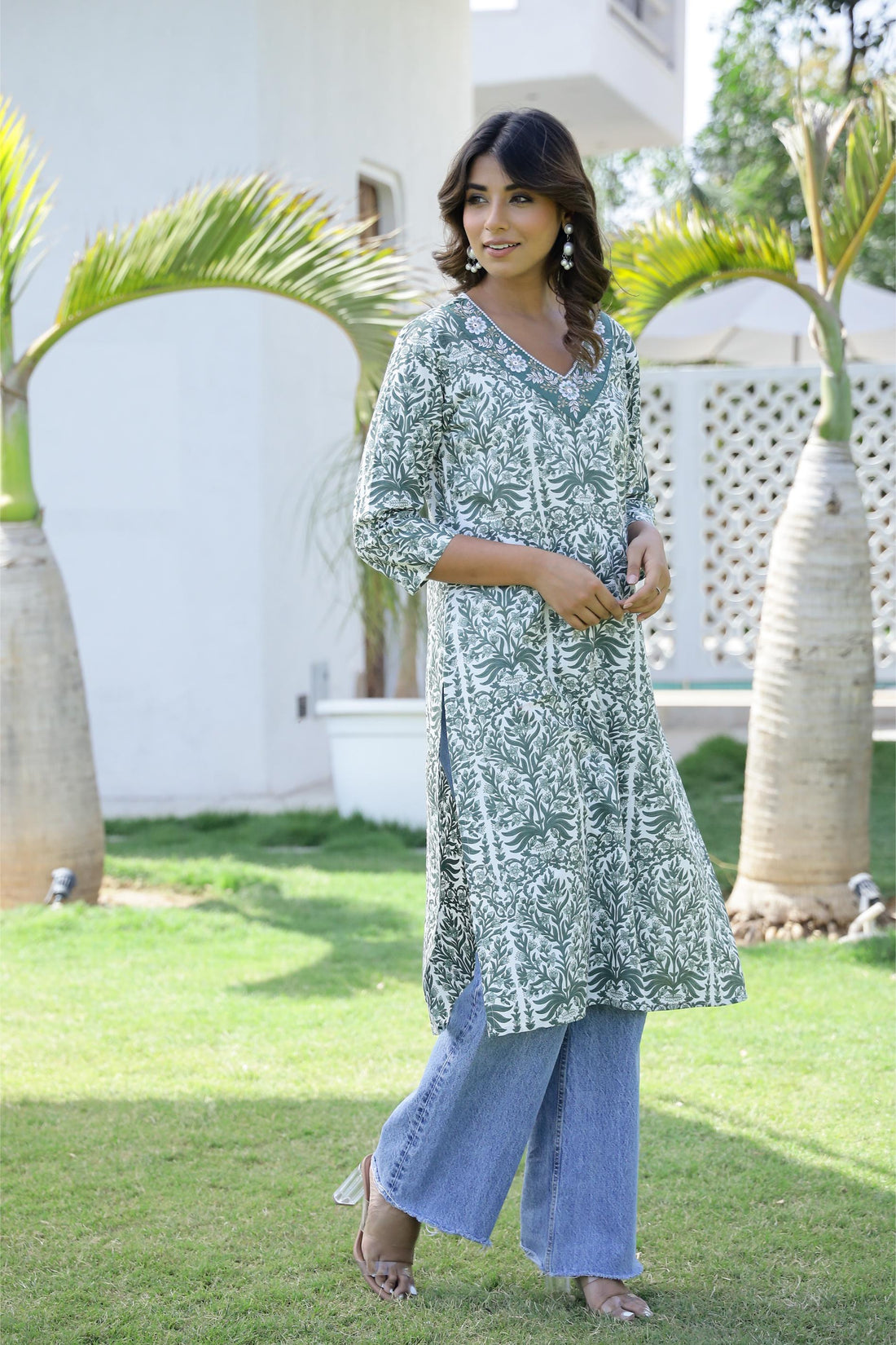 Cotton Embroidered Straight Fit Kurti | | Shop stylish women's clothing online at Label Flavia |