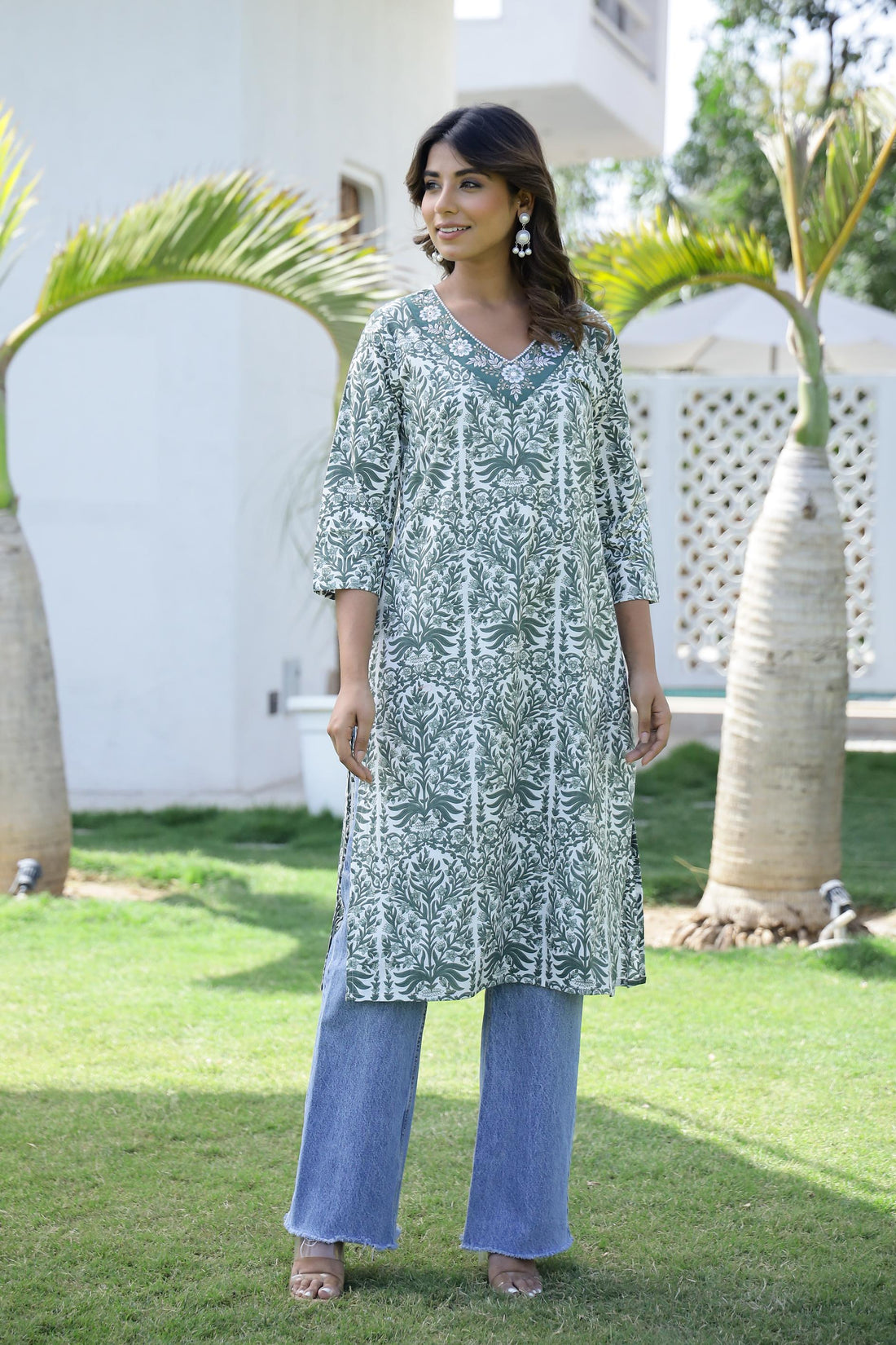 Cotton Embroidered Straight Fit Kurti | | Shop stylish women's clothing online at Label Flavia |