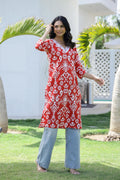 Cotton Embroidered Straight Fit Kurti | | Shop stylish women's clothing online at Label Flavia |