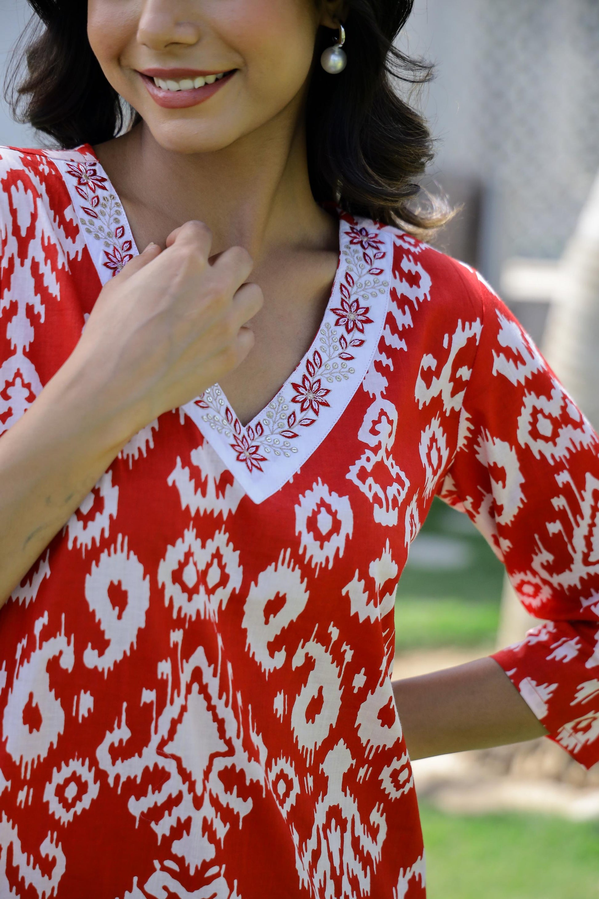 Cotton Embroidered Straight Fit Kurti | | Shop stylish women's clothing online at Label Flavia |