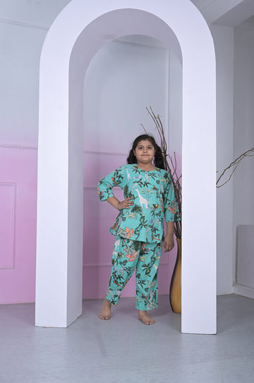 Girls Coord Set – Lemon Yellow Chikankari Elegance