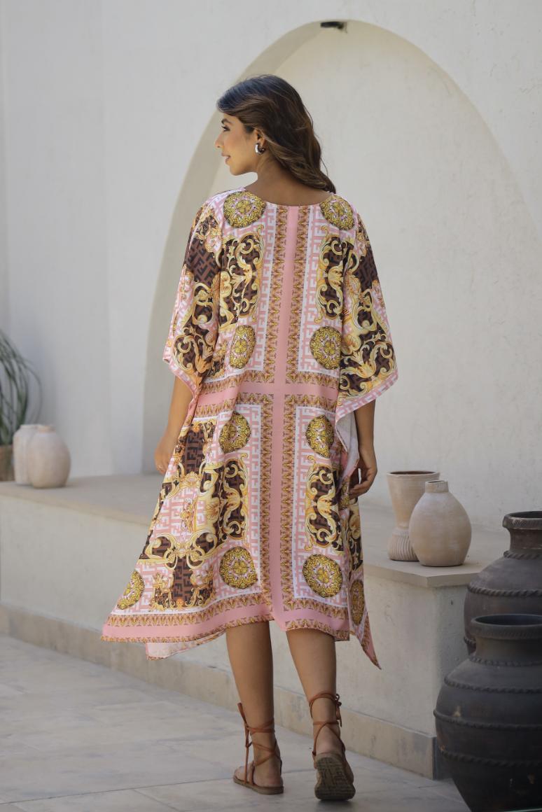 Bohemian Print Kaftan Dress - Elegant Flowing Style | | Shop stylish women's clothing online at Label Flavia |