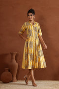 Yellow Tiger Cotton Dress | | Shop stylish women's clothing online at Label Flavia |