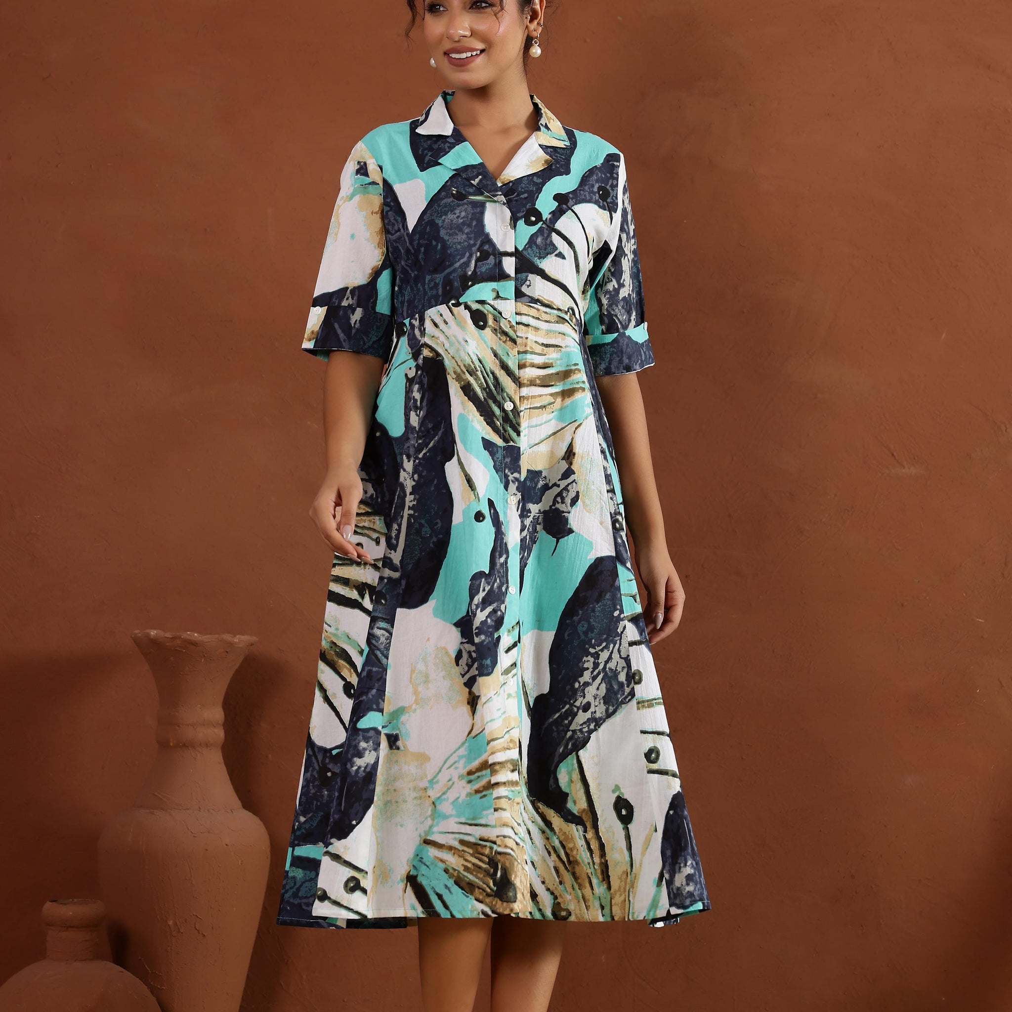 Cotton Printed Dress | A-Line Dress | Shop stylish women's clothing online at Label Flavia |