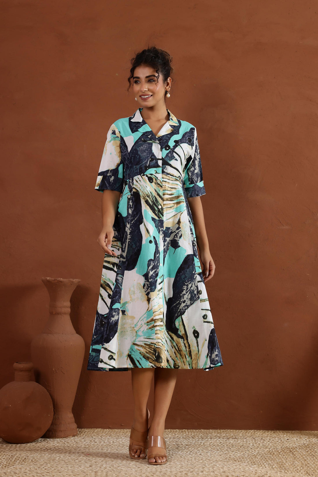 Cotton Printed Dress | A-Line Dress | Shop stylish women's clothing online at Label Flavia |