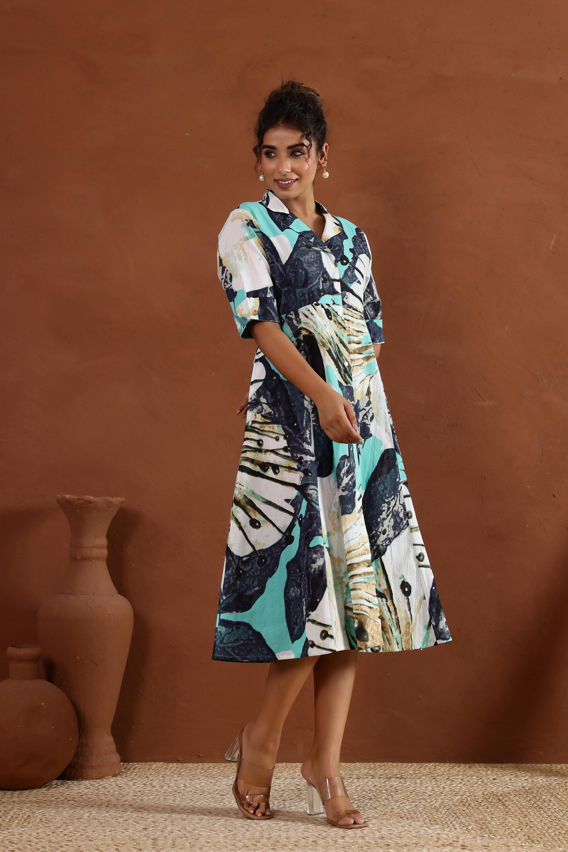Cotton Printed Dress | A-Line Dress | Shop stylish women's clothing online at Label Flavia |