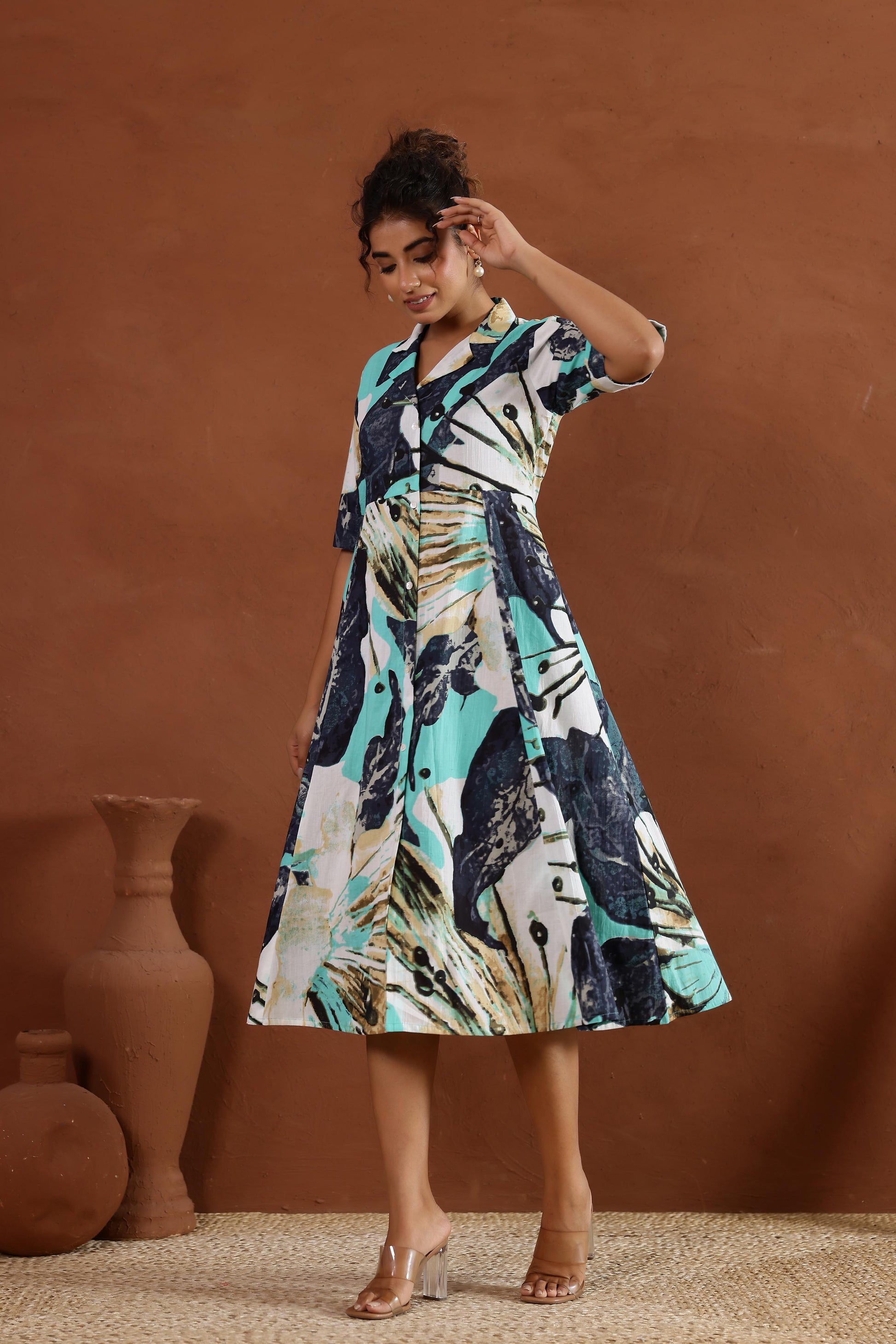 Cotton Printed Dress | A-Line Dress | Shop stylish women's clothing online at Label Flavia |