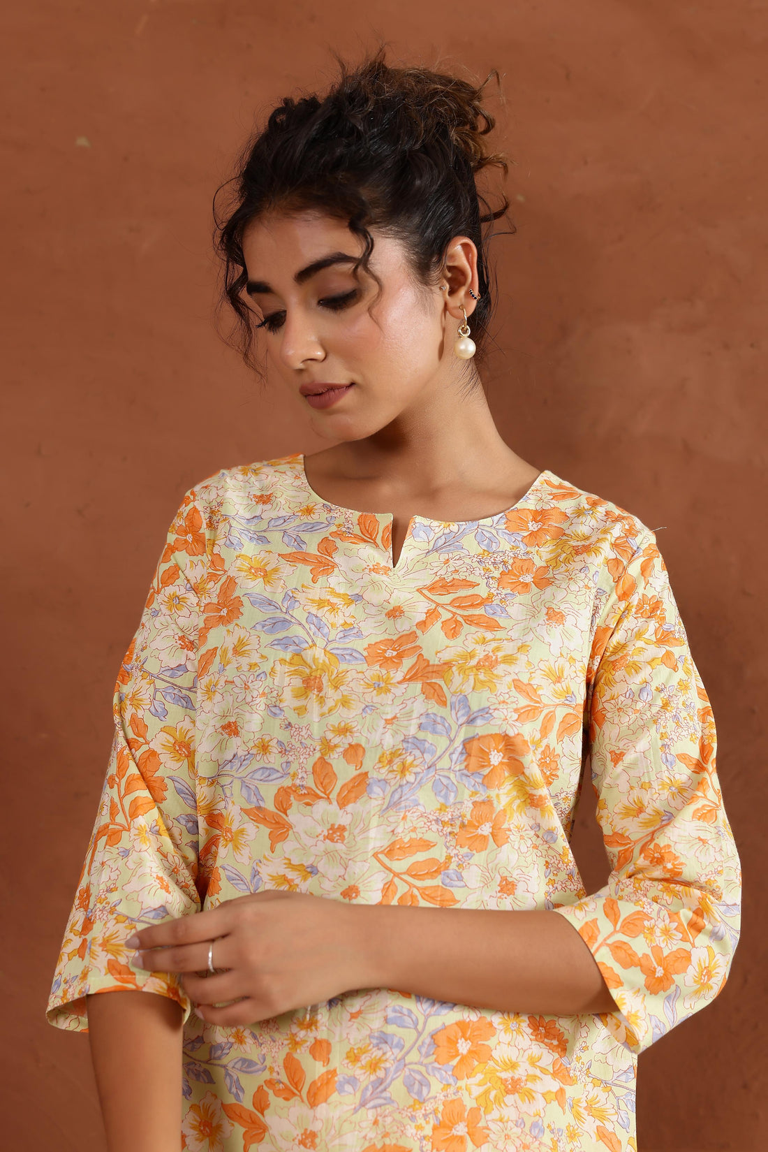 Yellow Floral Jaal Cotton Printed Co-ord Set | Co-Ord Set | Shop stylish women's clothing online at Label Flavia |