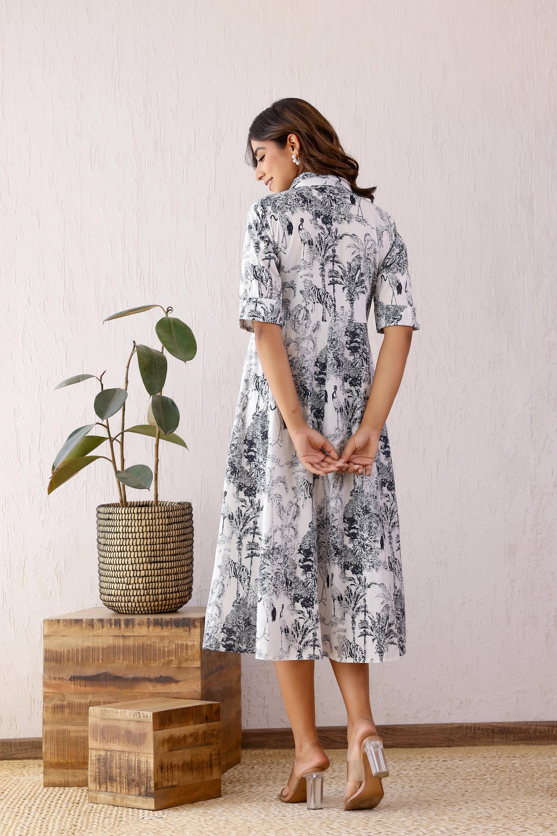 Cotton Printed Dress | A-Line Dress | Shop stylish women's clothing online at Label Flavia |