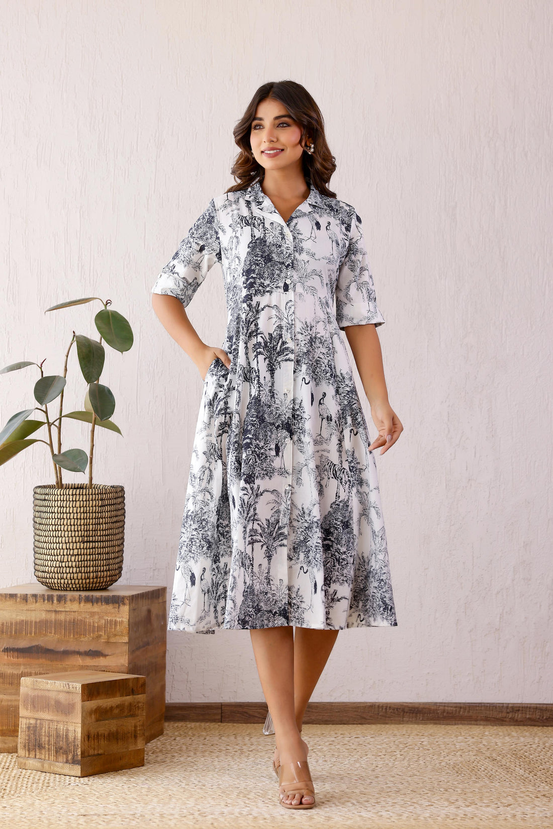 Cotton Printed Dress | A-Line Dress | Shop stylish women's clothing online at Label Flavia |
