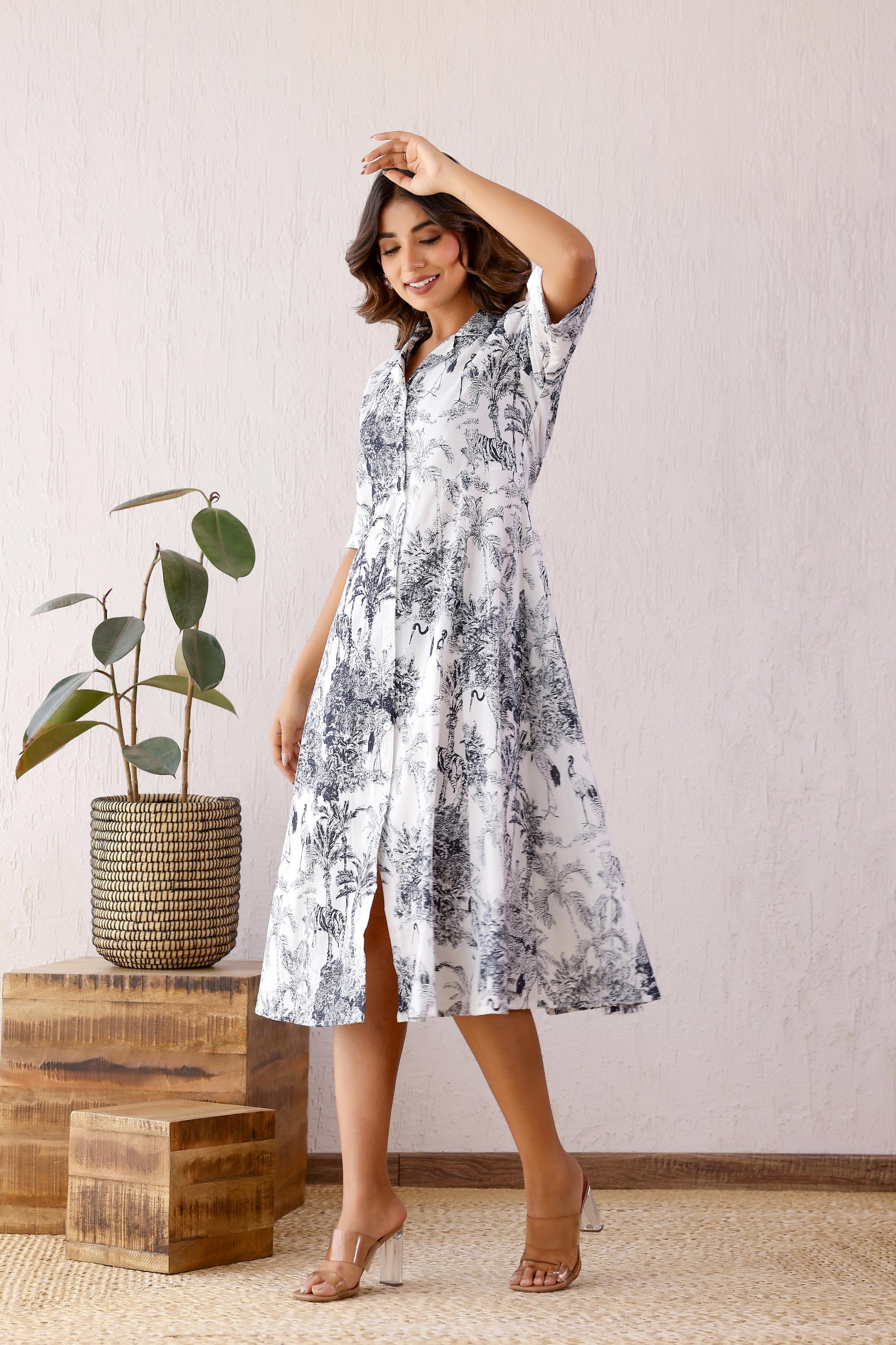 Cotton Printed Dress | A-Line Dress | Shop stylish women's clothing online at Label Flavia |