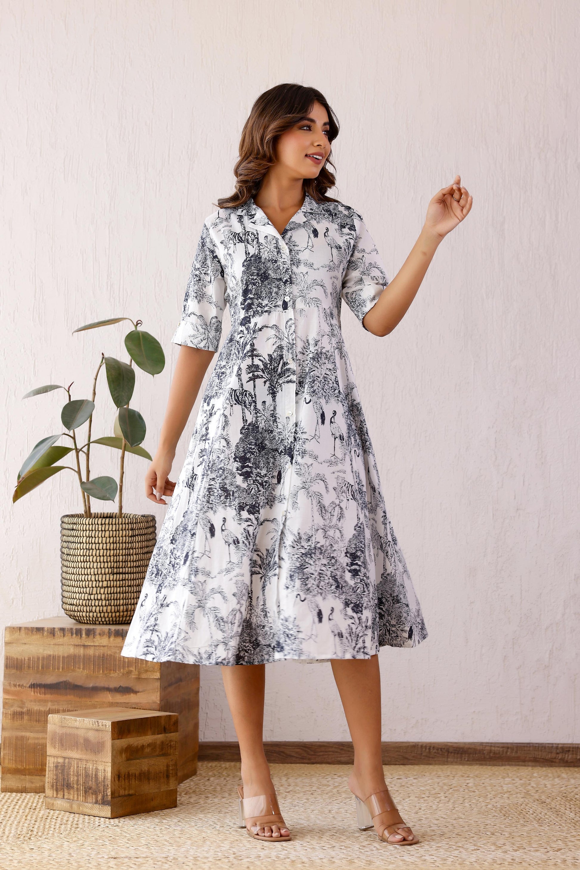 Cotton Printed Dress | A-Line Dress | Shop stylish women's clothing online at Label Flavia |