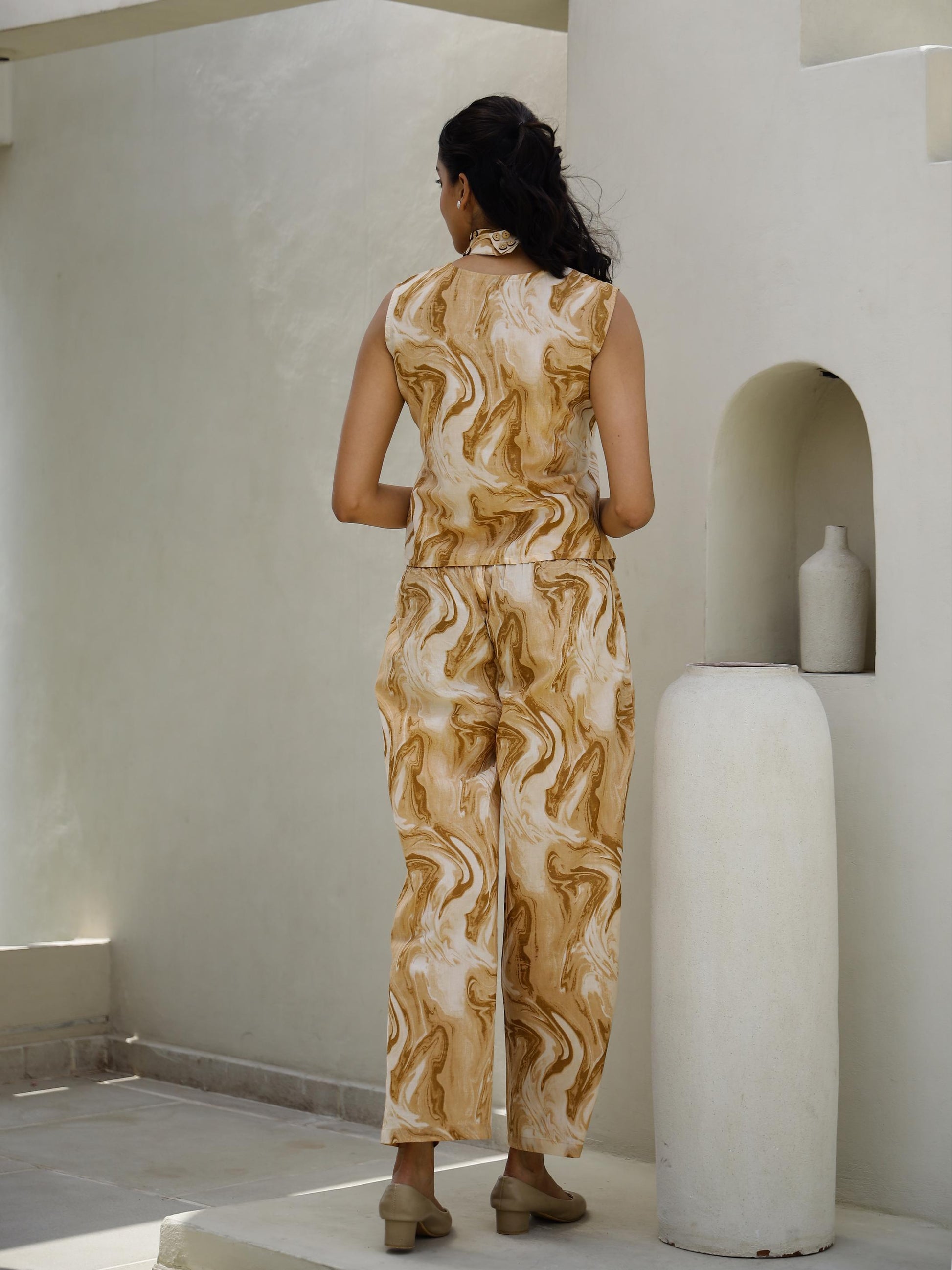 Yellow marble corset coord set | Co-Ord Set | Shop stylish women's clothing online at Label Flavia |
