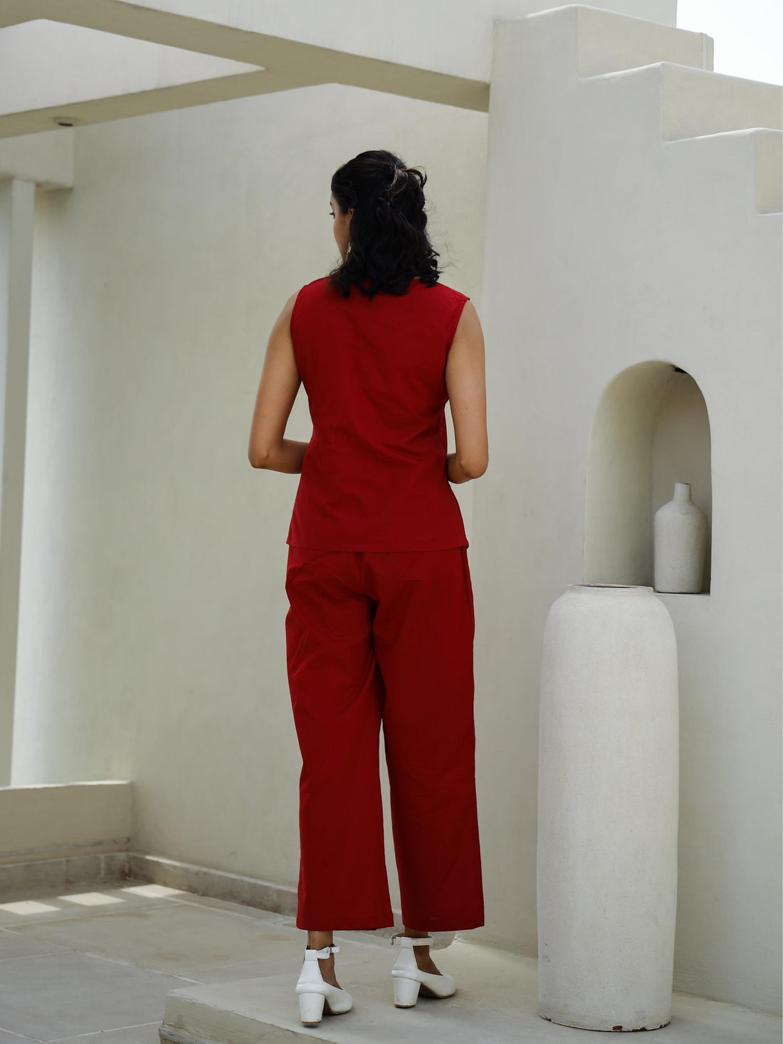 Red solid corset coord set | Co-Ord Set | Shop stylish women's clothing online at Label Flavia |