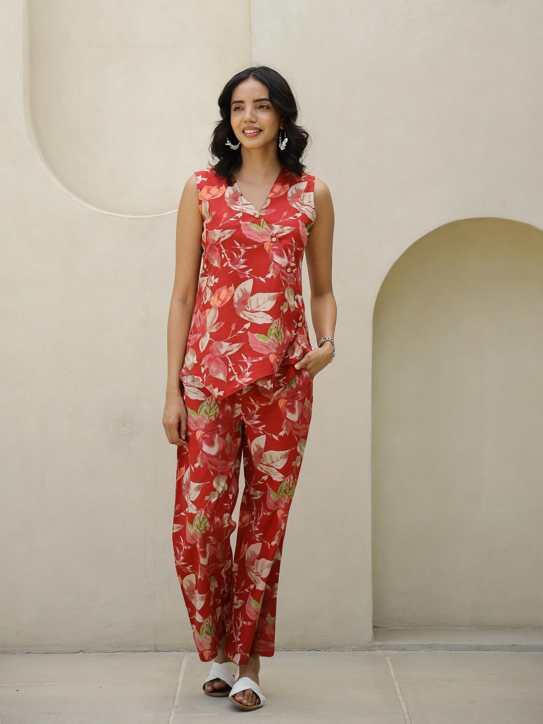 Red abstract corset coord set | Co-Ord Set | Shop stylish women's clothing online at Label Flavia |
