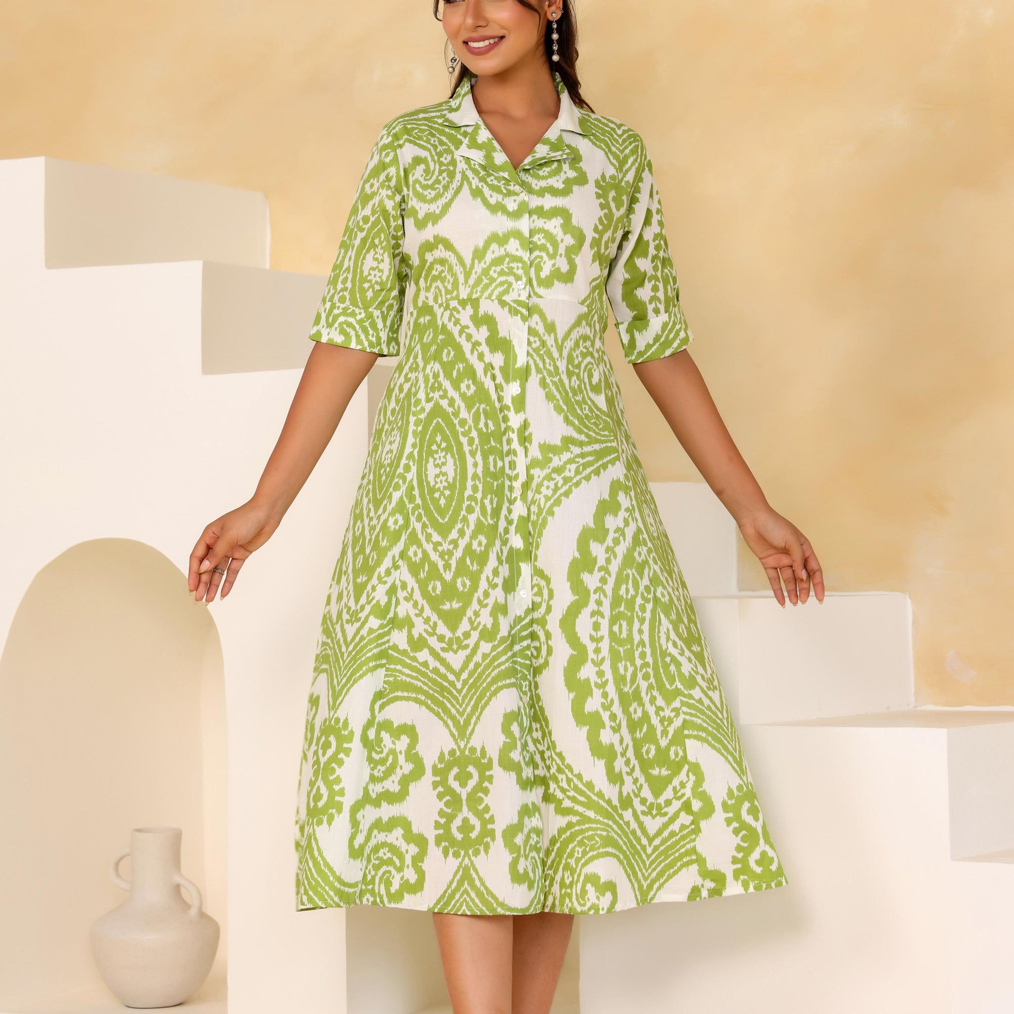 Cotton Printed Dress | A-Line Dress | Shop stylish women's clothing online at Label Flavia |