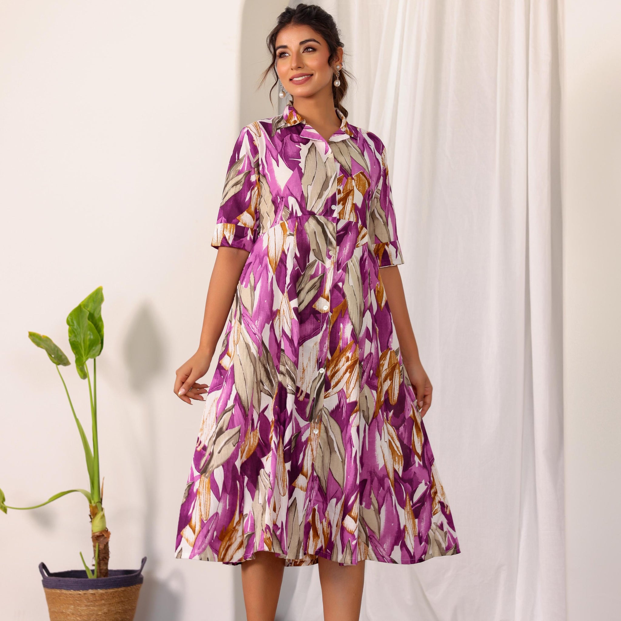 Cotton Printed Dress | A-Line Dress | Shop stylish women's clothing online at Label Flavia |