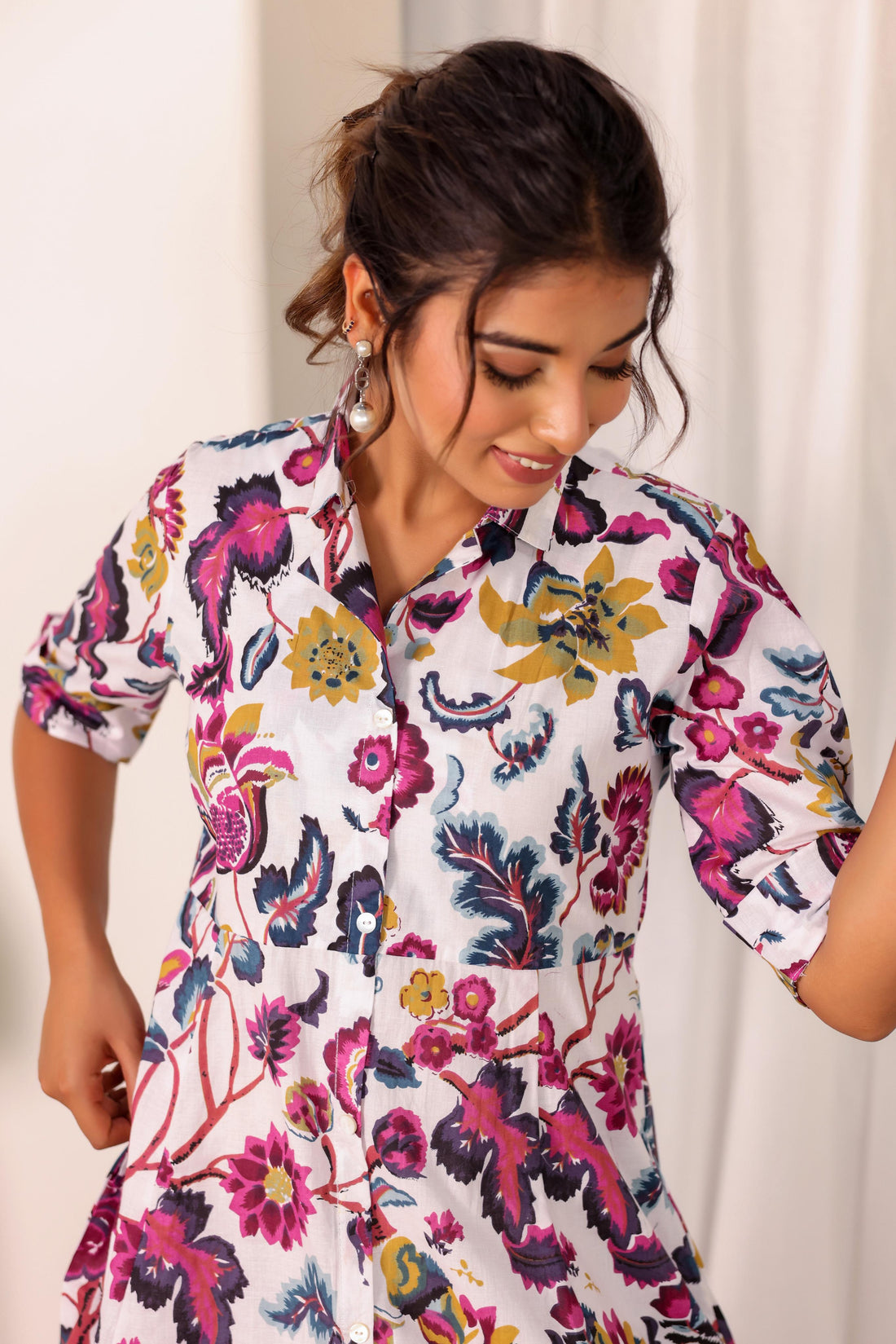 Cotton Printed Dress | A-Line Dress | Shop stylish women's clothing online at Label Flavia |