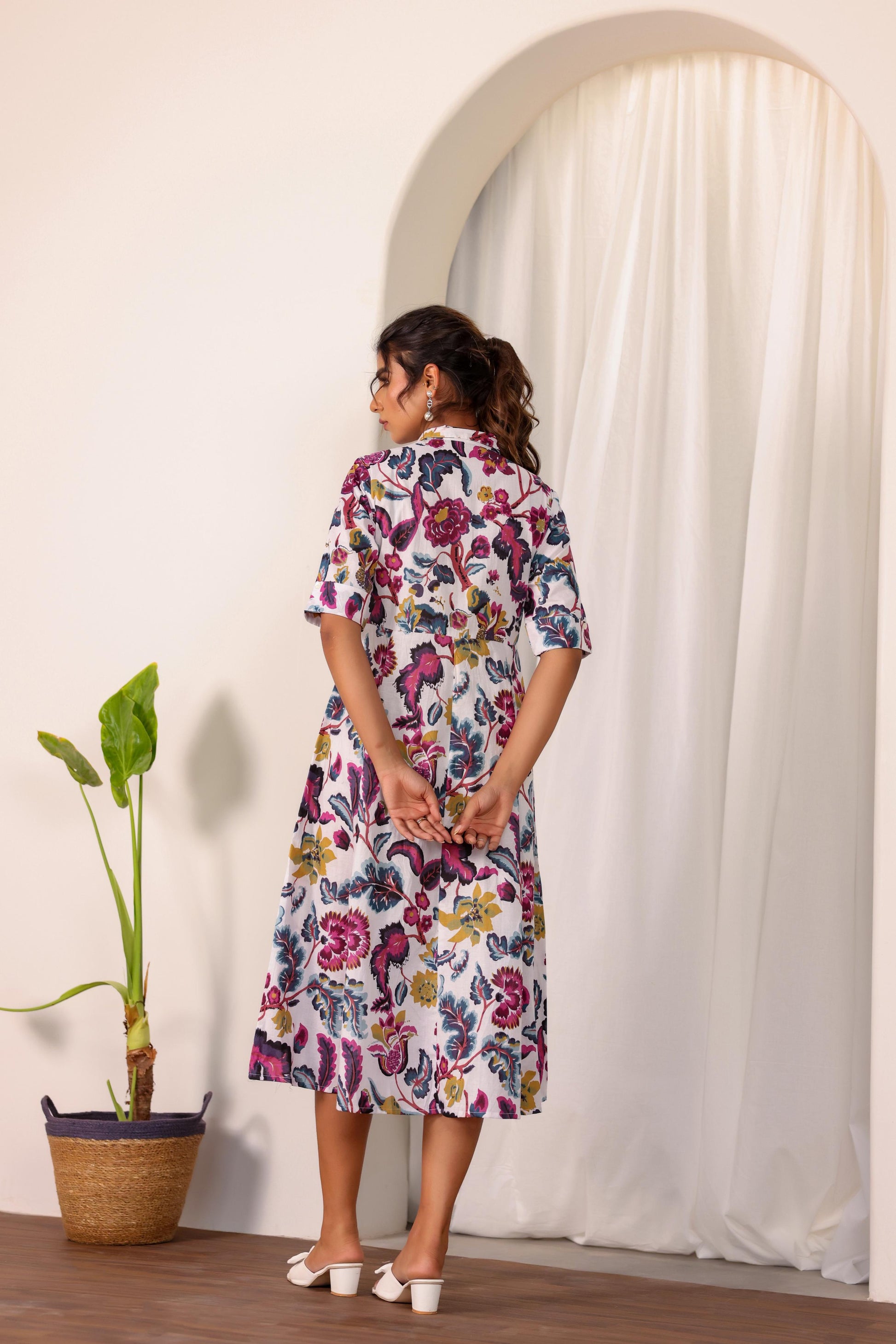Cotton Printed Dress | A-Line Dress | Shop stylish women's clothing online at Label Flavia |